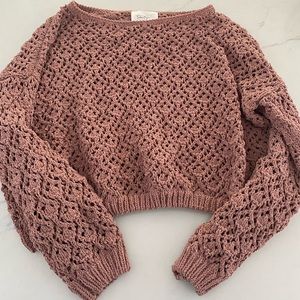 Pinkish-Tan Knit Crop Sweater